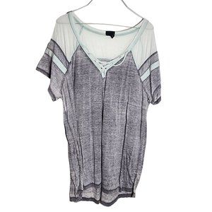 Torrid 2 Tissue Top Womens Plus Size 2X Lightweight Gray Short Sleeve Shirt